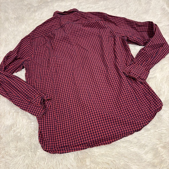 J. Crew Mens Classic Red Flex Washed Check Gingham Button Up Slim Fit Shirt L - Picture 2 of 8